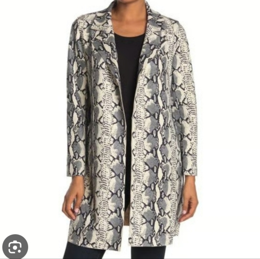 Love Token Python Faux Suede Coat Snakeprint Smoking Jacket